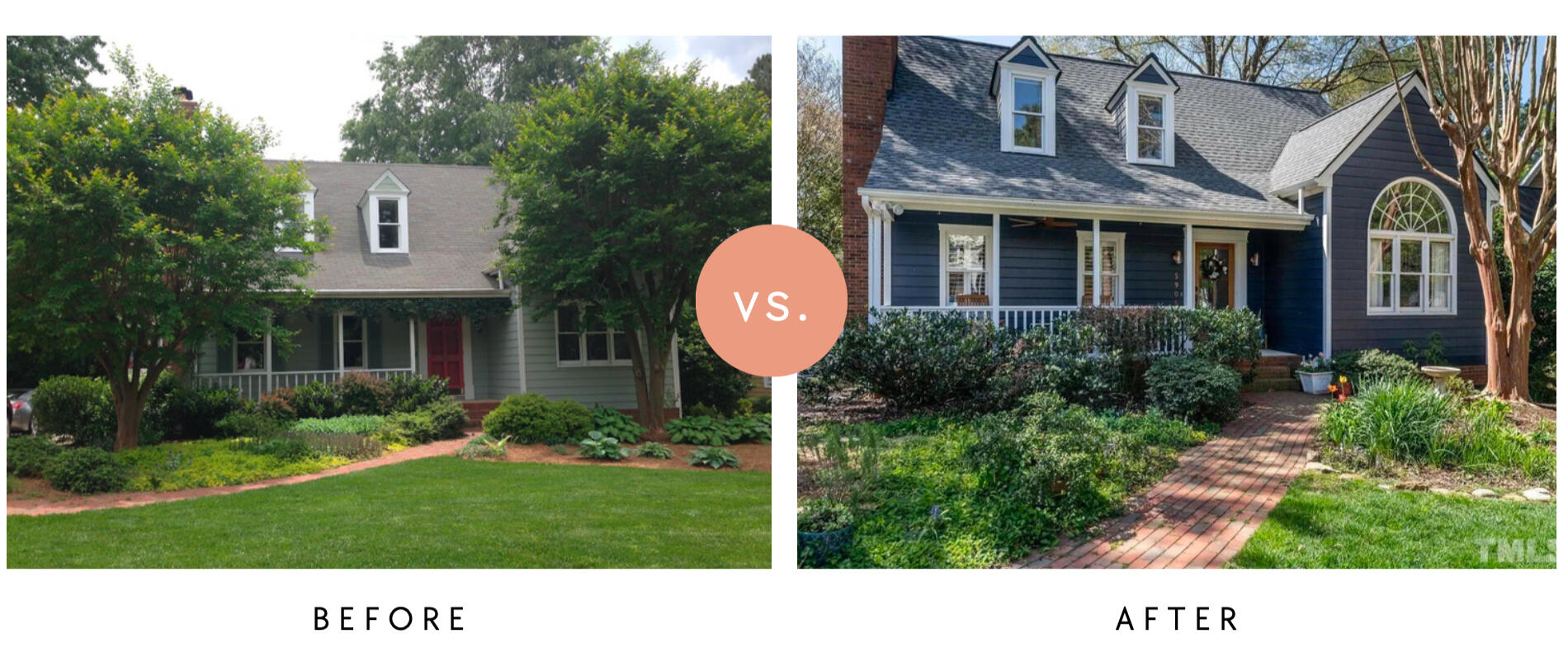 Classic navy, white trim, and brass accents turned this Cape into a standout. Simple, timeless updates with a big impact.